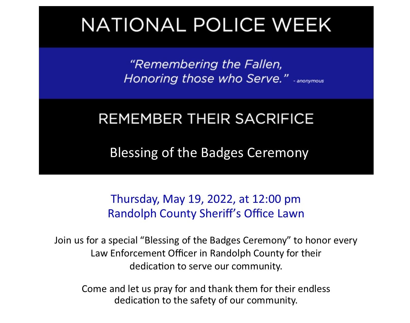 national police week blessing of badges 2022