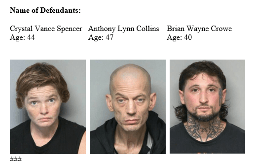 Collins, Anthony   Spencer, Crystal  Crowe, Brian